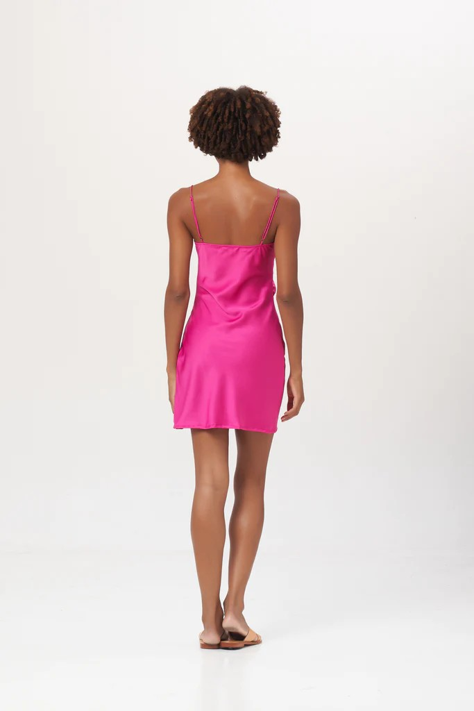 Crawford Mini Dress Pink Satin